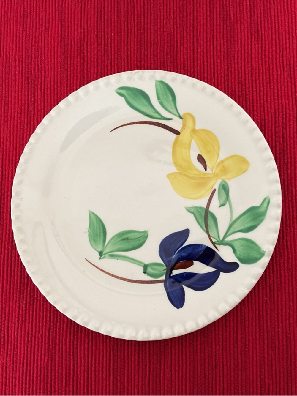 Blue Ridge Southern Pottery Hand-Painted Floral Ceramic 6” Bread/Dessert Plate